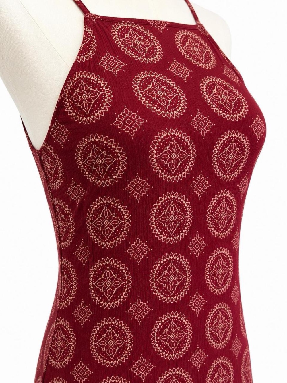 Brandy Melville Burgundy Boho Mini Dress Size S - Picture 5 of 7